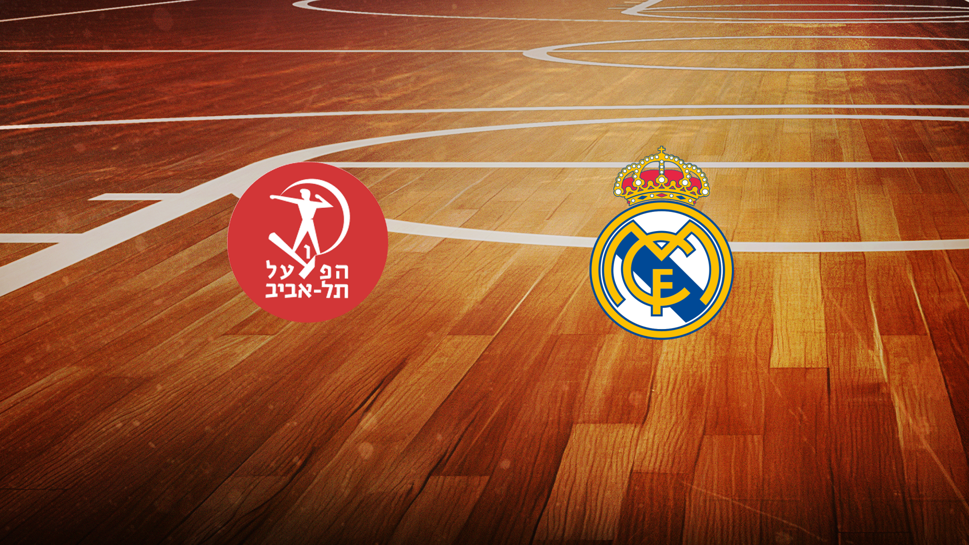 Werbegrafik mit den Logos von Hapoel Tel Aviv und Real Madrid